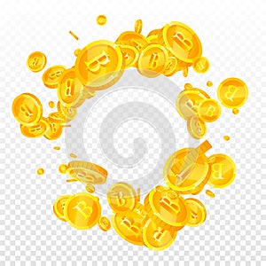 Thai baht coins falling. Gold