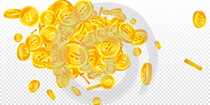Thai baht coins falling. Gold
