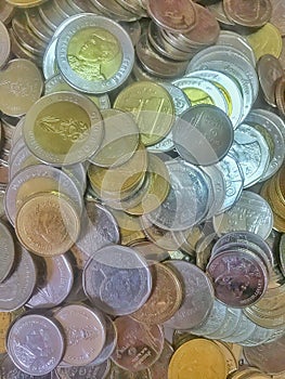 Thai baht coins. Thai coins money background