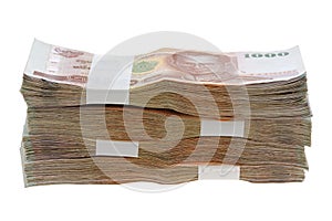 Thai Baht money : a stack of 1000 banknotes