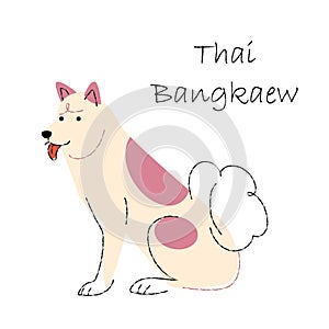 Thai Bangkaew . Cute dog cartoon characters . Flat shape and line stroke design .