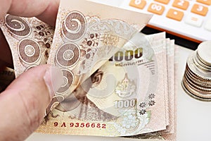 Thai Banknote of 1000 Baht background