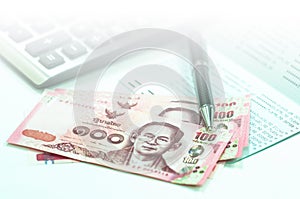 Thai banknote and saving account passbook