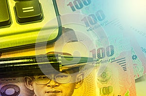 Thai banknote and saving account passbook