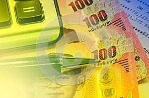 Thai banknote and saving account passbook
