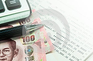 Thai banknote and saving account passbook