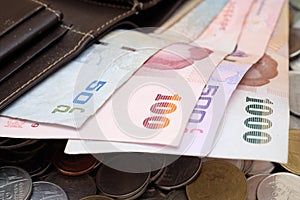 Thai banknotes and coins