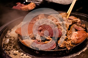 Ražeň gril bravčové na horúci panvica bufet bravčové panvica jeho tradičný štýl 
