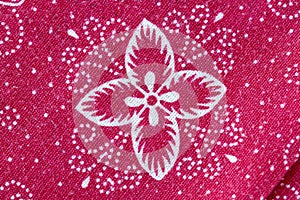 Thai Batik sarong of red flower pattern.