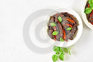 Thai beef stir-fry with pepper and basil