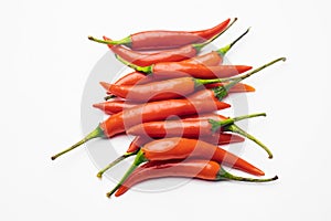 Thai Bird Chilli Red or chilli cayenne pepper isolated on white