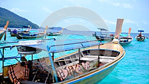 Thai boats on the Island of Ko Lipe, Thailand