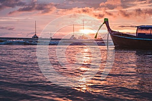 Thai boats at sunset