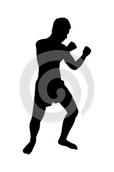 Thai boxer silhouette vector