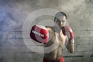 Thai boxers punch. Of Muay Thai Sports a professional