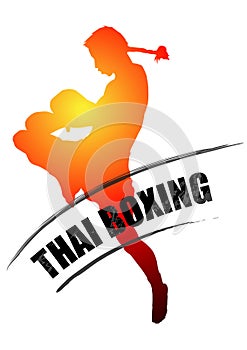 Thai boxing is kicking with grunge muay thai typo photo