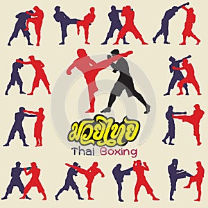 Thai boxing. Muay Thai martial art vector illustration