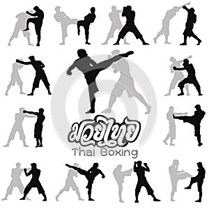 Thai boxing. Muay Thai martial art vector illustration