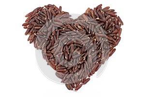 Thai brown rice in heart shape