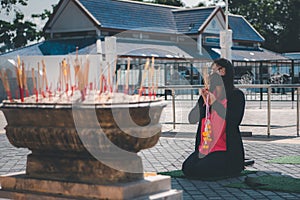 Thai buddhism pray for benefaction worship