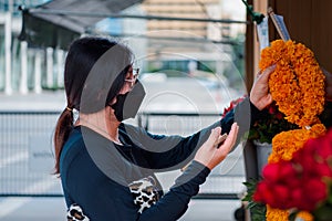 Thai buddhism pray for benefaction worship