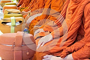 Thai Buddhist monks paying respect.