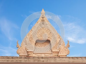 Thai Buddhist temple ancient style stucco gable