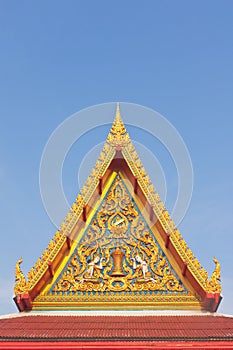 Thai Buddhist temple gable with apex