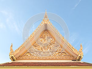 Thai Buddhist temple gable with apex