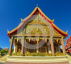 Thai buddhist temple wat with rich decoration