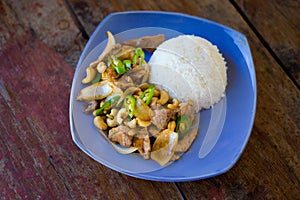 Thai cashew nut pork Kradan