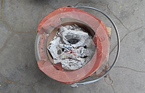 Thai charcoal stove with charcoal ignited