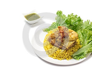 Thai chicken biryani (Khao Mok Gai) or Yellow curry rice Thai Food