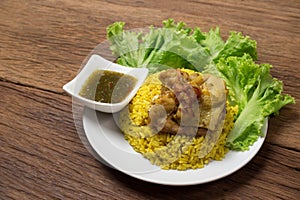 Thai chicken biryani (Khao Mok Gai) or Yellow curry rice Thai Foood