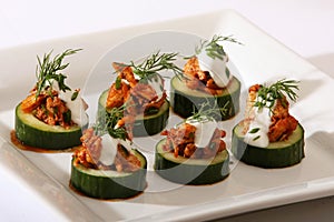 Thai Chicken in Cucumber Slices