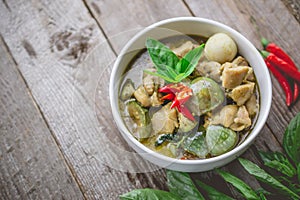 Thai Chicken Green Curry. Famous Thai Tradition Food. Image for