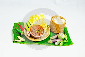 Thai chili paste and fresh vegetables   Thai food  tasty