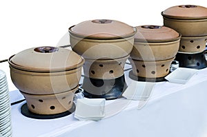 Thai clay pottery chafing dish heaters