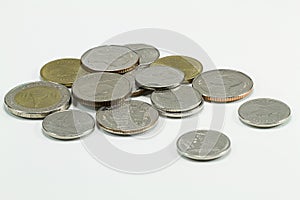 Thai coins on white background
