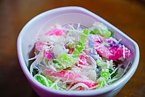 Thai colorful dessert on a cup