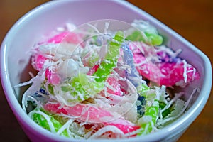 Thai colorful dessert on a cup