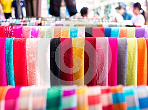 Thai colorful hand woven fabric