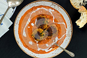 Thai crab cakes and bisque