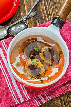 Thai crab cakes and bisque