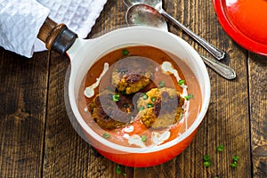 Thai crab cakes and bisque