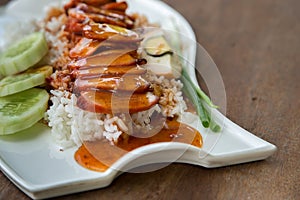 Thai Cuisine,rice with roasted pork