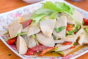 Thai cuisine spicy pork salad