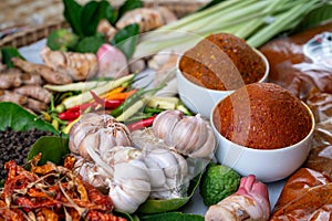 Thai curry paste, consisting of garlic