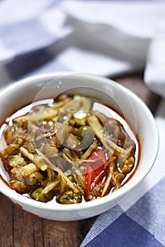 Thai curry of pork leg with mixed vegetables