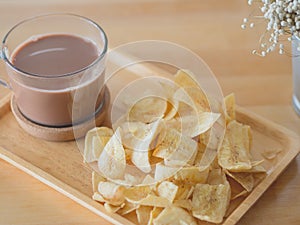 Thai dessert. Dried banana slices coated with sugar